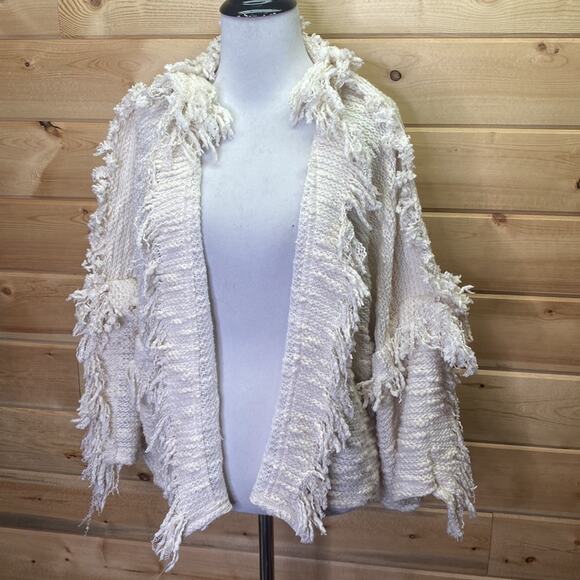 Misa Los Angeles Cotton Linen Open Cardigan Fringe Shag Sweater Size Small - Picture 4 of 9